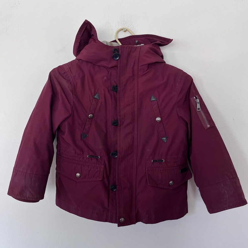 Burberry Kids Maroon Hooded Puffer Jacket